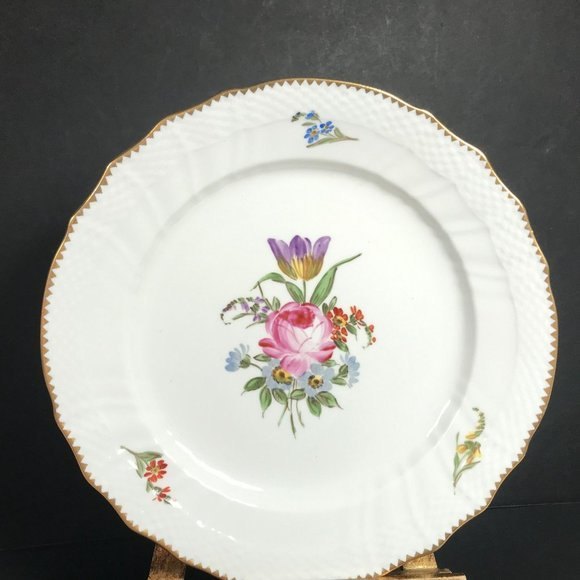 Gustavsberg Saxon flower salad plate Rose bouquet, flower sprigs Scandinavian - Picture 5 of 9